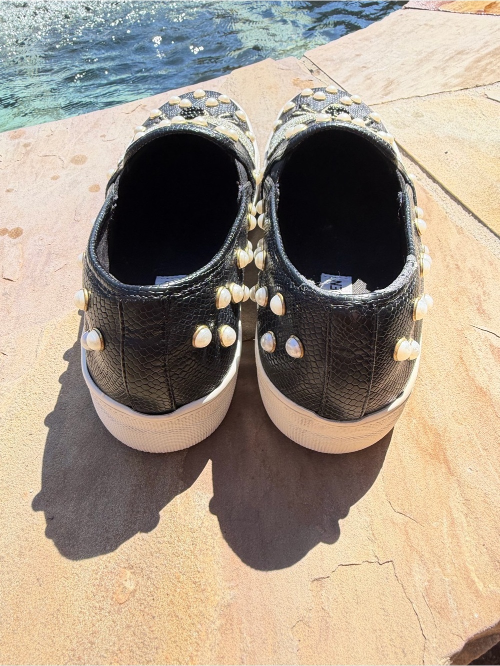 Steve Madden Black Pearl Bee Embroidered Slip-On Sneakers - Picture 4 of 8